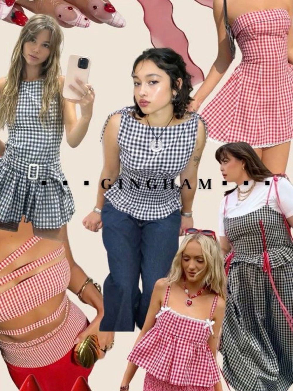 Uniqlo Black & White Gingham Short Puff-Sleeve Top